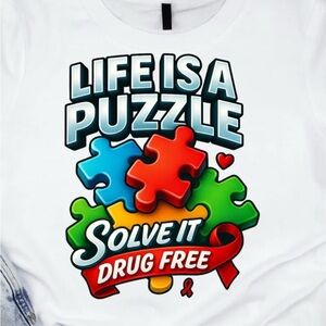 Adult  Puzzle Graphic Tee - White